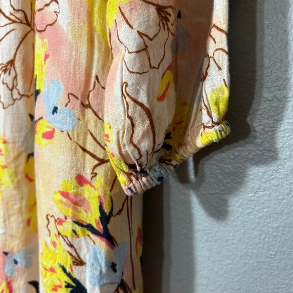 Style & Co. Floral Linen Maxi Dress Long Sleeve Button Front Belted Size M NWT - Picture 7 of 9